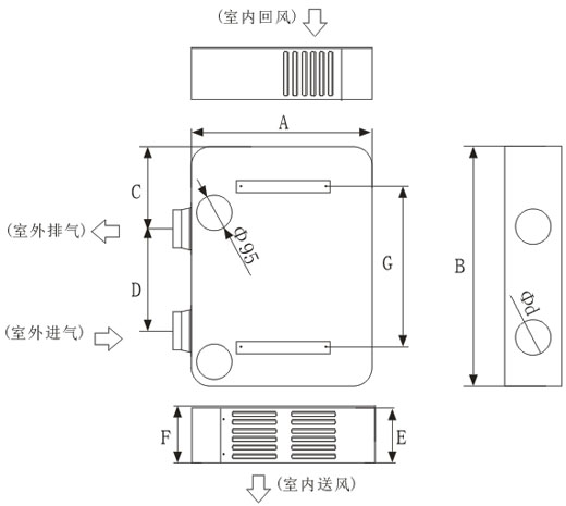 壁挂式新风换气机